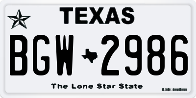 TX license plate BGW2986