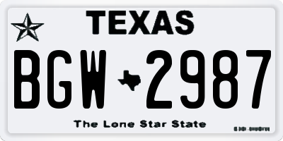 TX license plate BGW2987