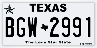 TX license plate BGW2991