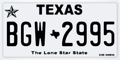 TX license plate BGW2995