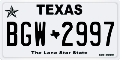 TX license plate BGW2997