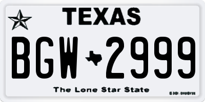 TX license plate BGW2999