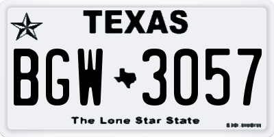 TX license plate BGW3057