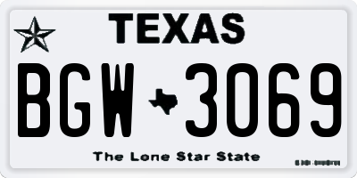TX license plate BGW3069