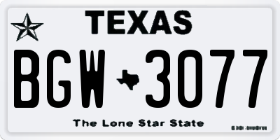 TX license plate BGW3077