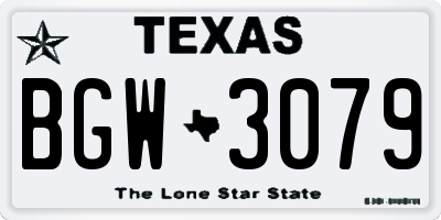 TX license plate BGW3079