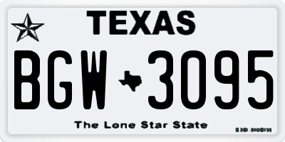 TX license plate BGW3095