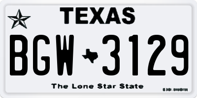 TX license plate BGW3129
