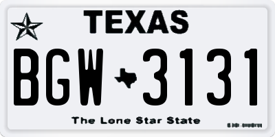 TX license plate BGW3131