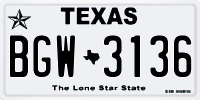 TX license plate BGW3136
