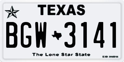 TX license plate BGW3141