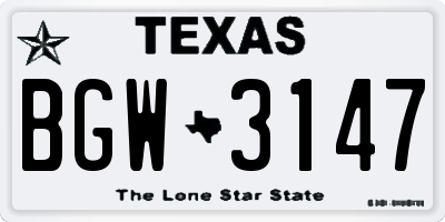 TX license plate BGW3147