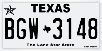 TX license plate BGW3148