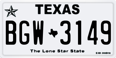 TX license plate BGW3149