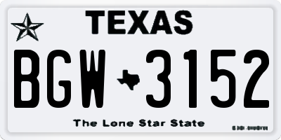 TX license plate BGW3152