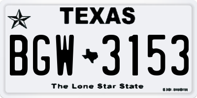TX license plate BGW3153