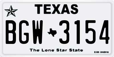 TX license plate BGW3154