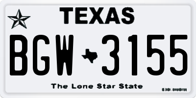 TX license plate BGW3155