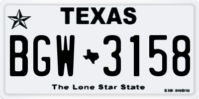TX license plate BGW3158