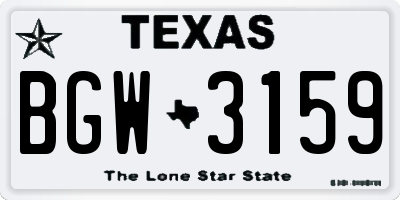 TX license plate BGW3159
