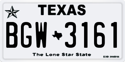 TX license plate BGW3161