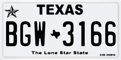 TX license plate BGW3166