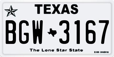 TX license plate BGW3167
