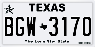 TX license plate BGW3170