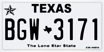 TX license plate BGW3171