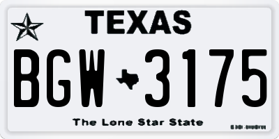 TX license plate BGW3175