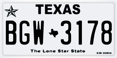 TX license plate BGW3178