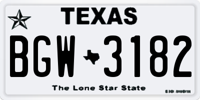TX license plate BGW3182