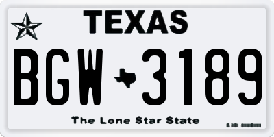 TX license plate BGW3189
