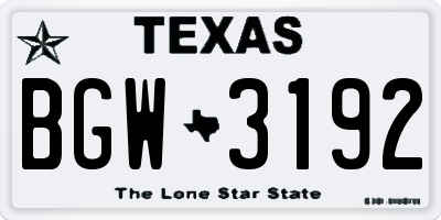 TX license plate BGW3192