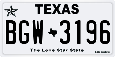 TX license plate BGW3196