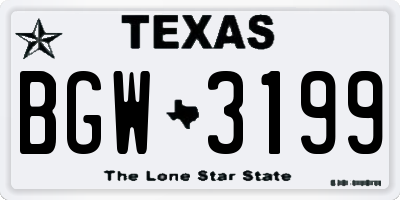 TX license plate BGW3199