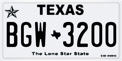 TX license plate BGW3200