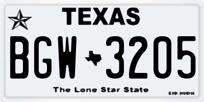 TX license plate BGW3205