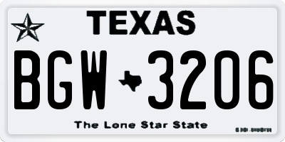 TX license plate BGW3206