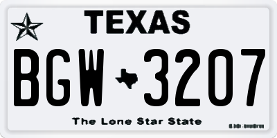 TX license plate BGW3207