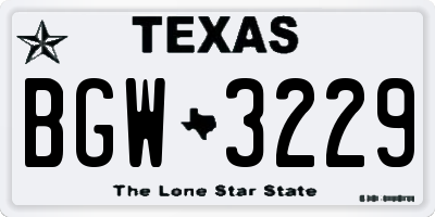 TX license plate BGW3229