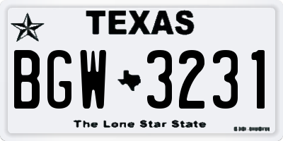 TX license plate BGW3231