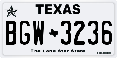 TX license plate BGW3236