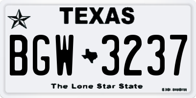 TX license plate BGW3237