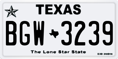 TX license plate BGW3239