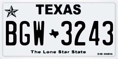 TX license plate BGW3243