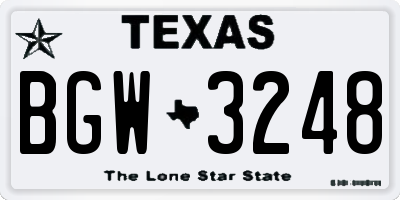 TX license plate BGW3248