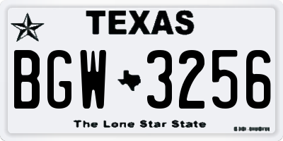 TX license plate BGW3256