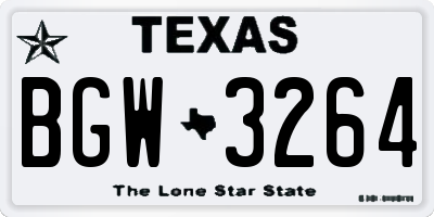 TX license plate BGW3264