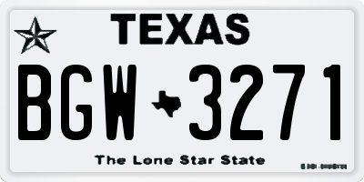 TX license plate BGW3271